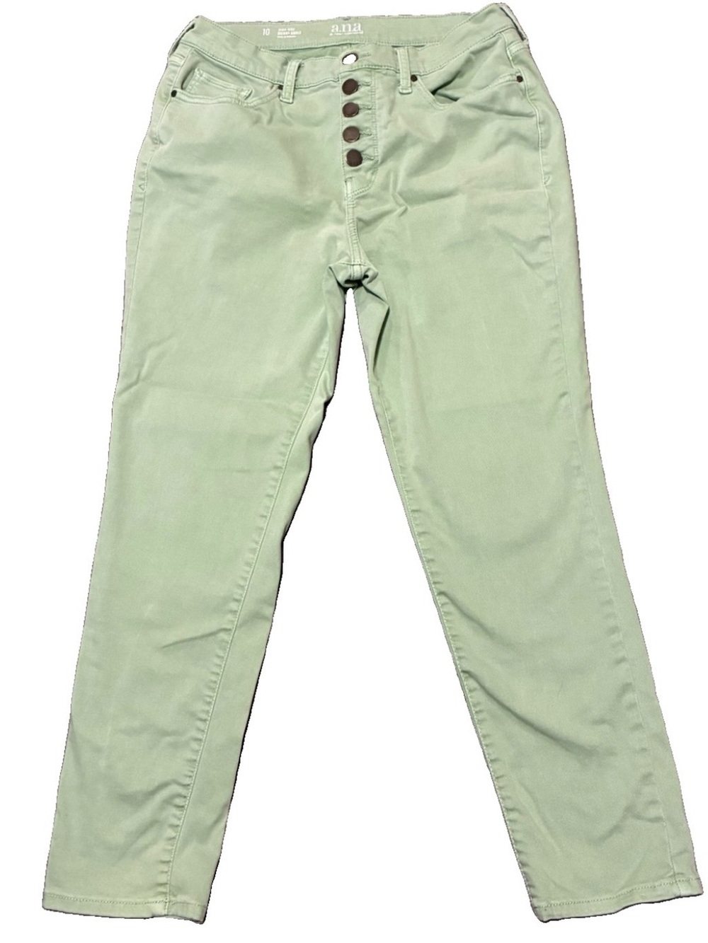 a.n.a Sage Green High-Rise Button-Fly Jeans